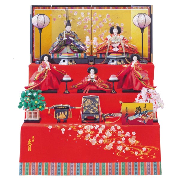 久月 衣裳着 毛せん五人飾り 金彩毛せん 小十番親王 小三五親王 【D-29】