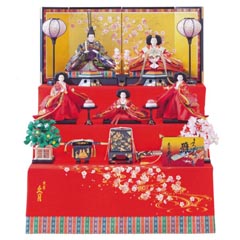 久月 衣裳着 毛せん五人飾り 金彩毛せん 小十番親王 小三五親王 【D-29】 | 三人官女もいるよ！三段飾り