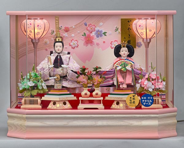 雛人形 藤翁 あゆみ 三五親王飾り 白木 木目 栓欅 六角 アクリルケース 詳細画像 藤翁 雛人形 あゆみ 三五親王飾り 白木 木目 栓欅 六角 アクリルケース 詳細画像