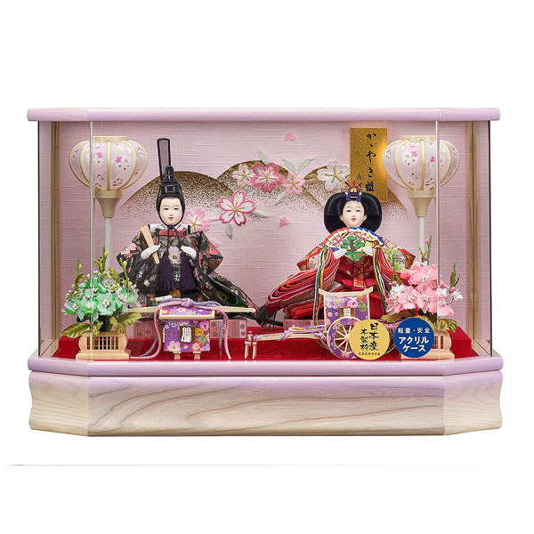 紫陽 小三五親王 六角Ｗオークボカシ 刺繍バック アクリルケース飾り 【H3-11】