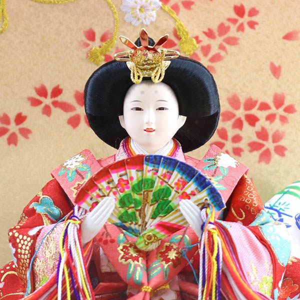 雛人形 平安道翠 まどか 芥子親王 三人官女 五人飾り 円形 丸型 アクリルケース飾り 詳細画像