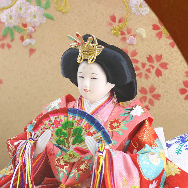 雛人形 平安道翠 まどか 芥子親王 三人官女 五人飾り 円形 丸型 アクリルケース飾り 詳細画像