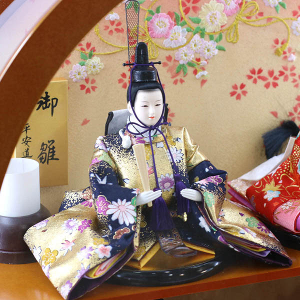 雛人形 平安道翠 まどか 芥子親王 三人官女 五人飾り 円形 丸型 アクリルケース飾り 詳細画像
