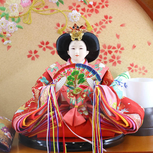 雛人形 平安道翠 まどか 芥子親王 三人官女 五人飾り 円形 丸型 アクリルケース飾り 詳細画像