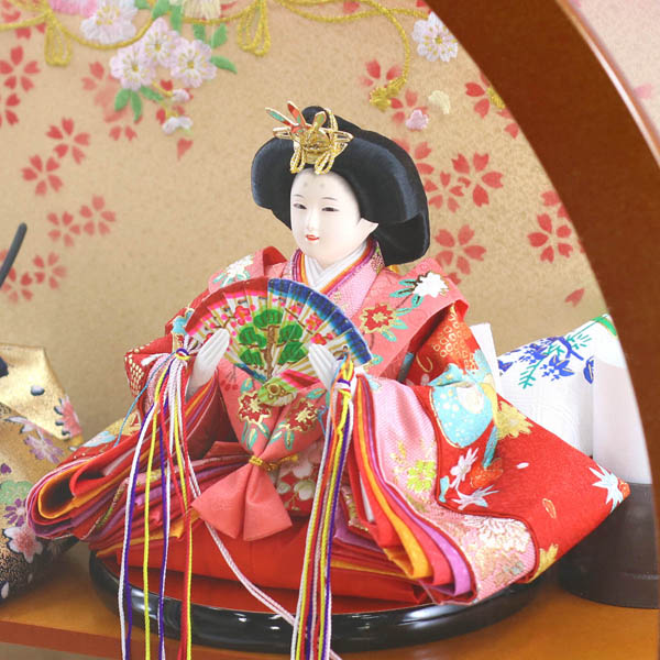 雛人形 平安道翠 まどか 芥子親王 三人官女 五人飾り 円形 丸型 アクリルケース飾り 詳細画像