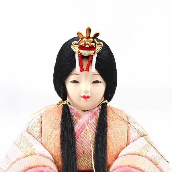 久月　 雛人形　久月作 ほのか 木目込み 新井久夫 桜色塗り 木製 円形飾り台　詳細画像