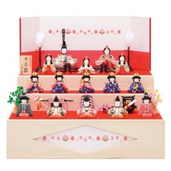 十五人飾り 平安雛 14号 三段収納飾り