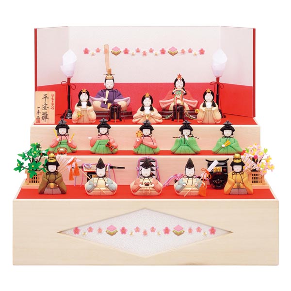 十五人飾り 平安雛 14号 三段収納飾り