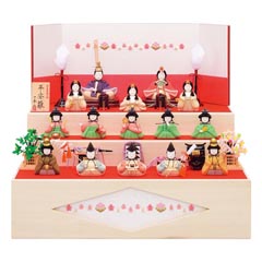 十五人飾り 平安雛 14号 三段収納飾り