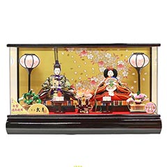 雛人形: 久月 衣裳着ケース入り 親王飾り 芥子親王 オルゴール付き アクリルケース飾り