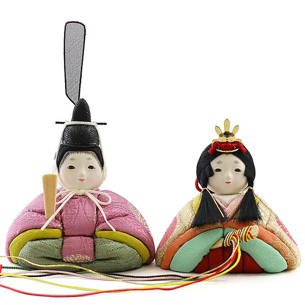 東玉工房　 雛人形　ひないろ 正絹 浅黄 木目込み 親王飾り びーどろ桜橘 透かし麻の葉模様 木製 円形 三日月形飾り台 (小)　詳細画像