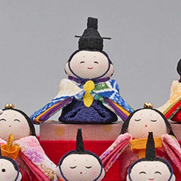 藤翁　 雛人形　手作りちりめん細工 夢あそび わらべ 十人飾り Ｗオーク アクリルケース飾り　詳細画像