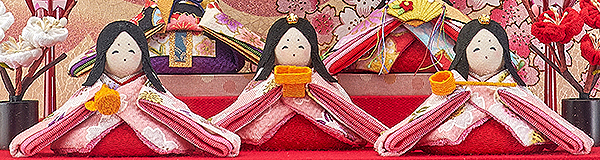 藤翁　 雛人形　手作りちりめん細工 星の詩 ほほ笑み 十人飾り 手鏡型ケース 円形 丸型 アクリルケース飾り　詳細画像