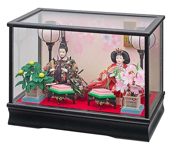 藤翁　 雛人形　紗季 小三五親王飾り 黒消し ガラスケース　詳細画像