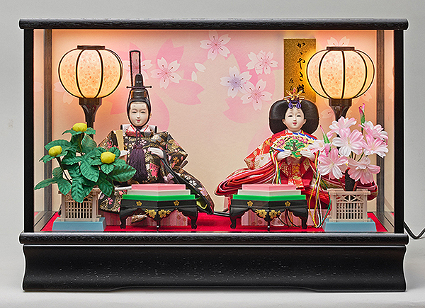 藤翁　 雛人形　紗季 小三五親王飾り 黒消し ガラスケース　詳細画像
