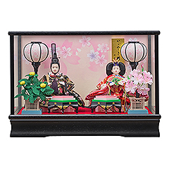 雛人形: 紗季 小三五親王飾り 黒消し ガラスケース