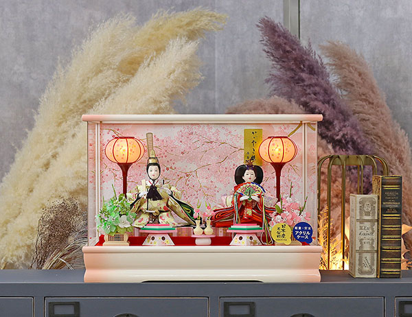 雛人形 藤翁 菜摘 小三五親王 彩色塗 アクリルケース飾り 詳細画像 藤翁 雛人形 菜摘 小三五親王 彩色塗 アクリルケース飾り 詳細画像