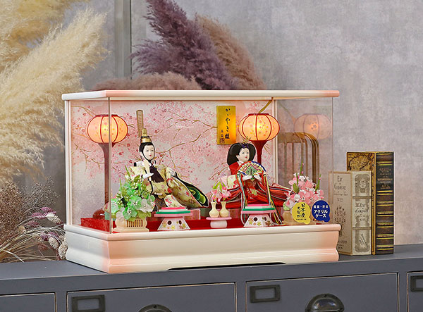 雛人形 藤翁 菜摘 小三五親王 彩色塗 アクリルケース飾り 詳細画像 藤翁 雛人形 菜摘 小三五親王 彩色塗 アクリルケース飾り 詳細画像