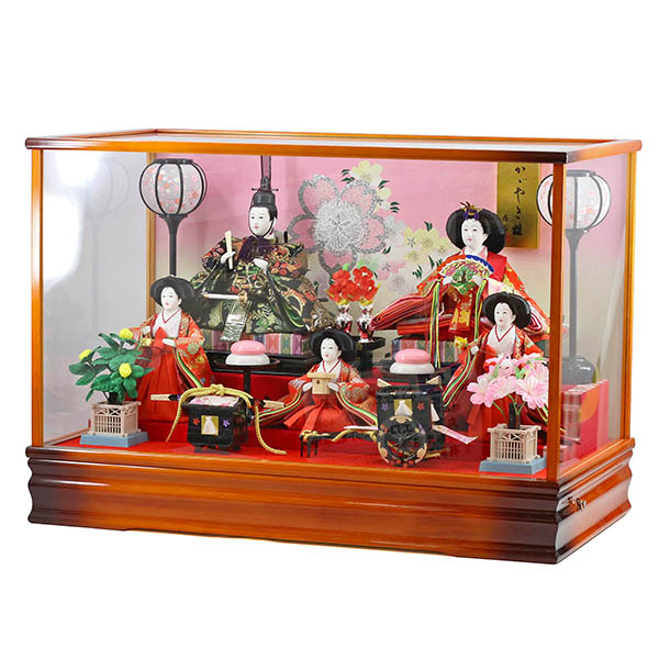藤翁　 雛人形　綾菜 三五親王 芥子官女 五人飾り ガラスケース飾り オルゴール付き　詳細画像
