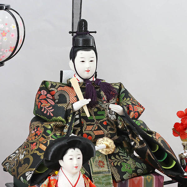 藤翁　 雛人形　綾菜 三五親王 芥子官女 五人飾り ガラスケース飾り オルゴール付き　詳細画像