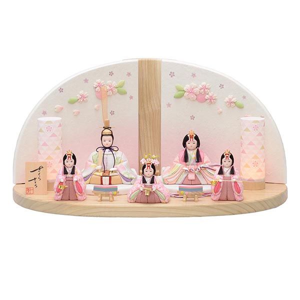 さくらさくら 五人飾 16号 コードレス雪洞付