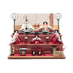 雛人形: 久月 屋久杉 衣裳着 木製五人飾り 【D-67/73HC-24】