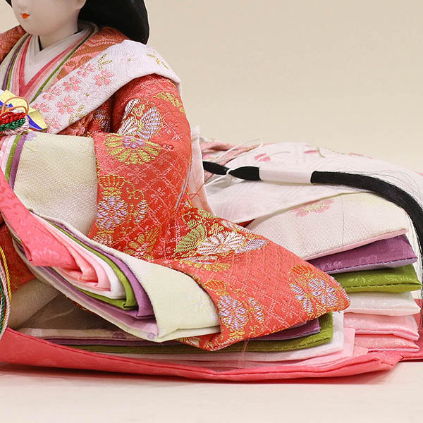 雛人形 久月 久月 衣裳着 収納三段飾り 引き出し式収納箱 皇雅雛 西陣織 三五親王 芥子官女 五人揃い 詳細画像