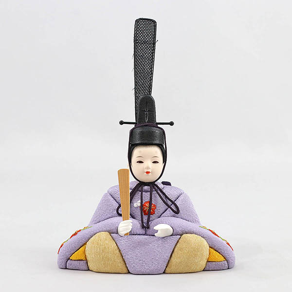 久月　 雛人形　久月作 ほのか 小春雛 薄紫色 親王飾り 高級木材使用 扇型屏風 飾り台　詳細画像
