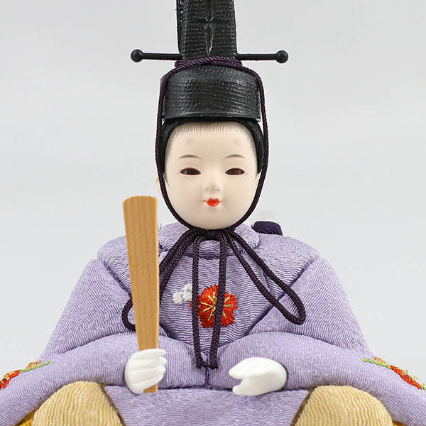 久月　 雛人形　久月作 ほのか 小春雛 薄紫色 親王飾り 高級木材使用 扇型屏風 飾り台　詳細画像