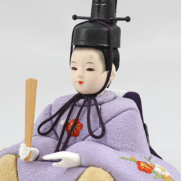 久月　 雛人形　久月作 ほのか 小春雛 薄紫色 親王飾り 高級木材使用 扇型屏風 飾り台　詳細画像