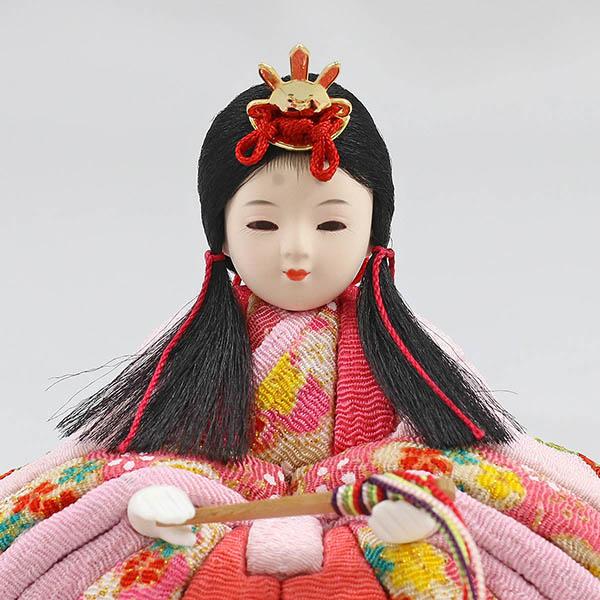 久月　 雛人形　久月作 ほのか 小春雛 薄紫色 親王飾り 高級木材使用 扇型屏風 飾り台　詳細画像