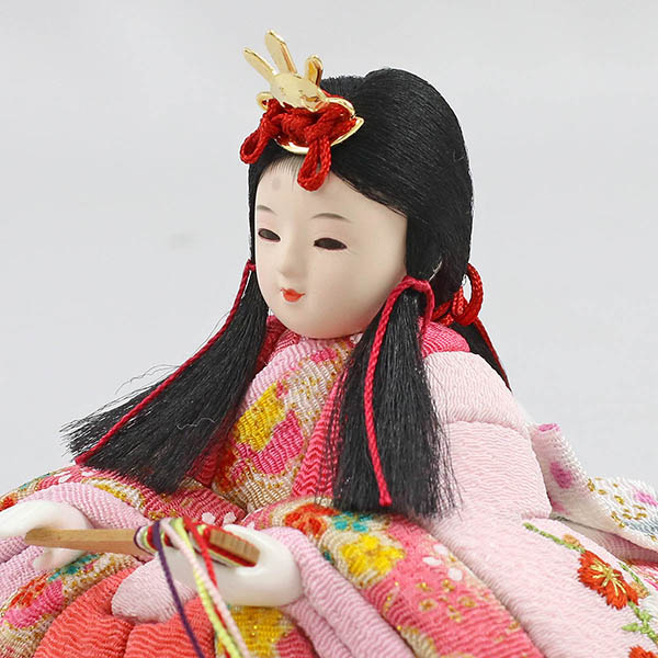 久月　 雛人形　久月作 ほのか 小春雛 薄紫色 親王飾り 高級木材使用 扇型屏風 飾り台　詳細画像