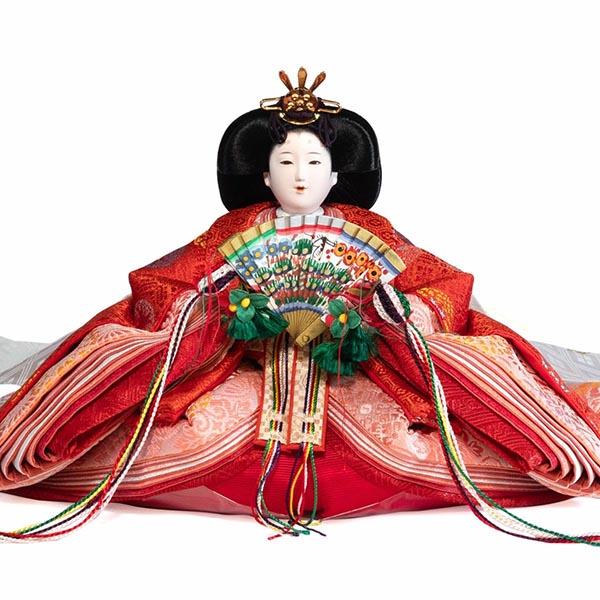 吉徳　 雛人形　正絹 黄櫨染 京十番親王 四寸 十五人揃い 江都みやび 御雛 緋毛氈　詳細画像