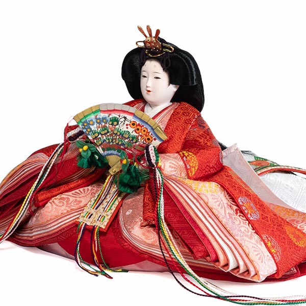 吉徳　 雛人形　正絹 黄櫨染 京十番親王 四寸 十五人揃い 江都みやび 御雛 緋毛氈　詳細画像