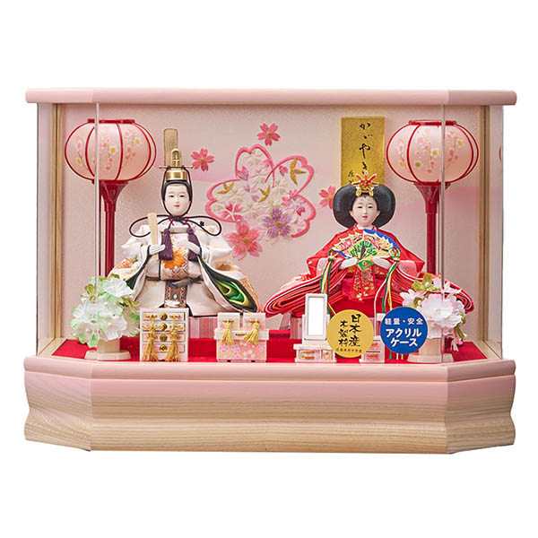 彩乃 豆親王 桃 六角Ｗオークボカシ 刺繍バック アクリルケース飾り 【H5-7/】