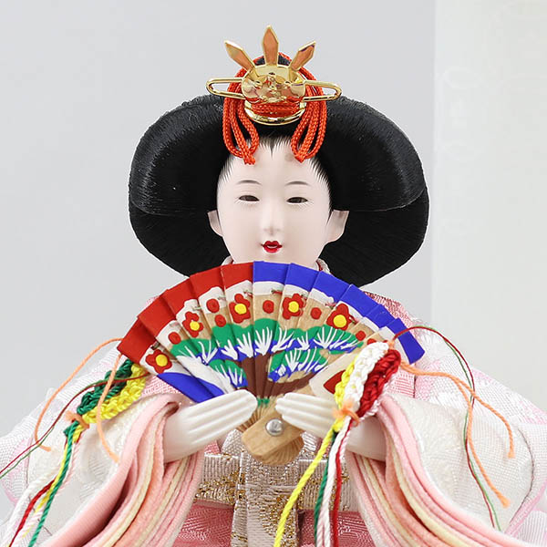 久月　 雛人形　久月 衣裳着 フラワーアート ケース入り 親王飾り 小芥子親王 白木 木目 アクリルケース飾り　詳細画像