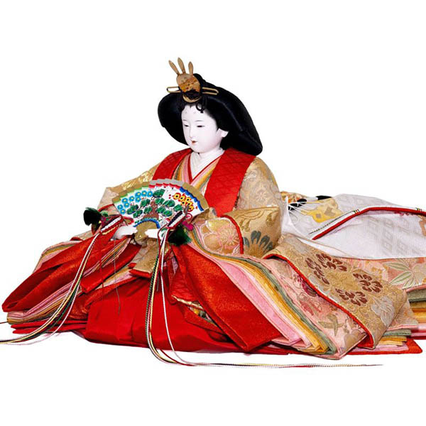 吉徳　 雛人形　小出松寿作 京六番親王 七寸 十五人揃い 御雛 緋毛氈　詳細画像