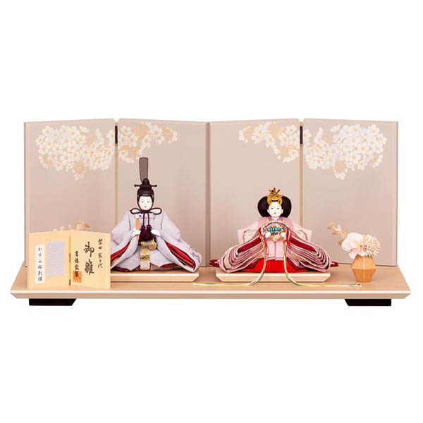 柴田家千代作 かすみ桜刺繍 柳親王 御雛 【555H50352】