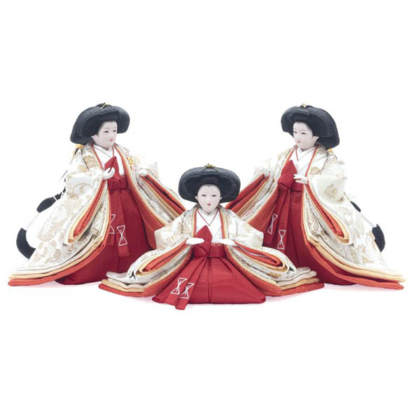 吉徳　 雛人形　小三五親王 柳官女 五人 白木調 木目 収納箱飾り 春窓雛　詳細画像