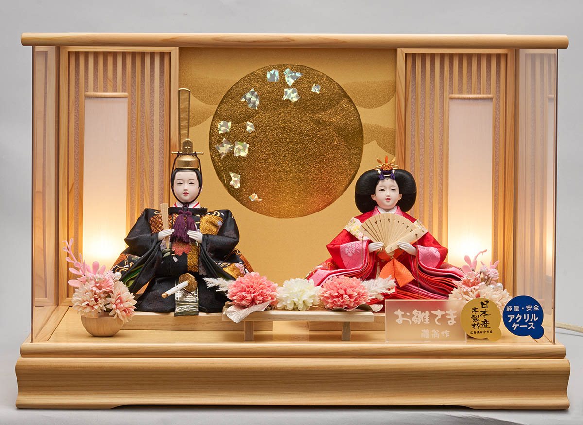 雛人形 藤翁 香月 三五親王飾り 白木 木目 桧 格子 アクリルケース 詳細画像 藤翁 雛人形 香月 三五親王飾り 白木 木目 桧 格子 アクリルケース 詳細画像