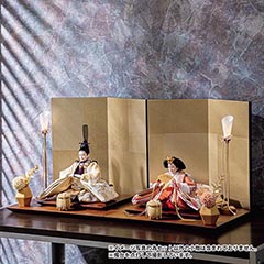 雛人形: 平安豊久作 こすず 芥子親王 古代銀絹貼屏風 親王飾り