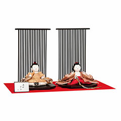 清水ゆたか作 ほのほ 三五親王 黒塗り格子衝立 親王飾り