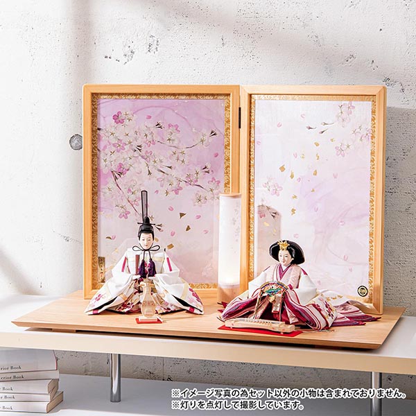 田村芙紗彦作 桜色 京十番親王揃 押し花屏風 親王飾り
