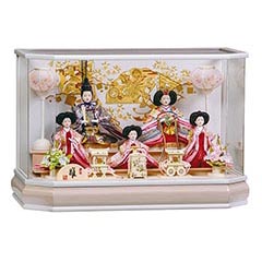 雛人形: さなえ 芥子親王 芥子官女 五人飾り オルゴール付 アクリルケース飾り