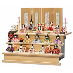 十五人飾り 平安雛 15号 木製三段飾り