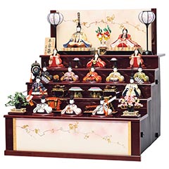 十五人飾り 平安雛 25号 木製五段飾り