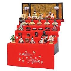 十五人飾り 平安雛 17号 毛せん五段飾り
