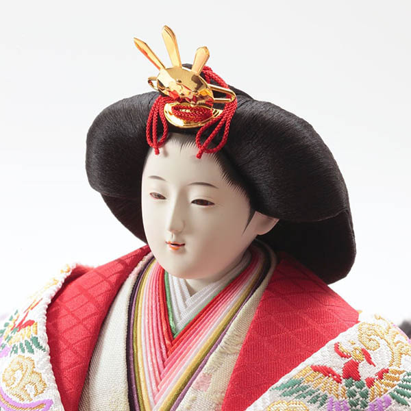 久月　 雛人形　久月 御園雛 衣裳着 木製五人飾り 金彩刺繍 十番親王 三五官女　詳細画像