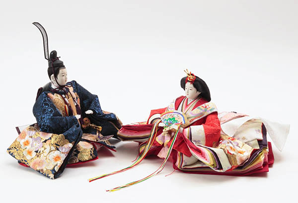 久月　 雛人形　久月 御園雛 衣裳着 木製五人飾り 金彩刺繍 十番親王 三五官女　詳細画像