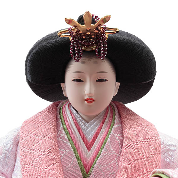 久月　 雛人形　久月 楢 衣裳着 収納五人飾り 白木 木目 刺繍 芥子親王 柳官女　詳細画像